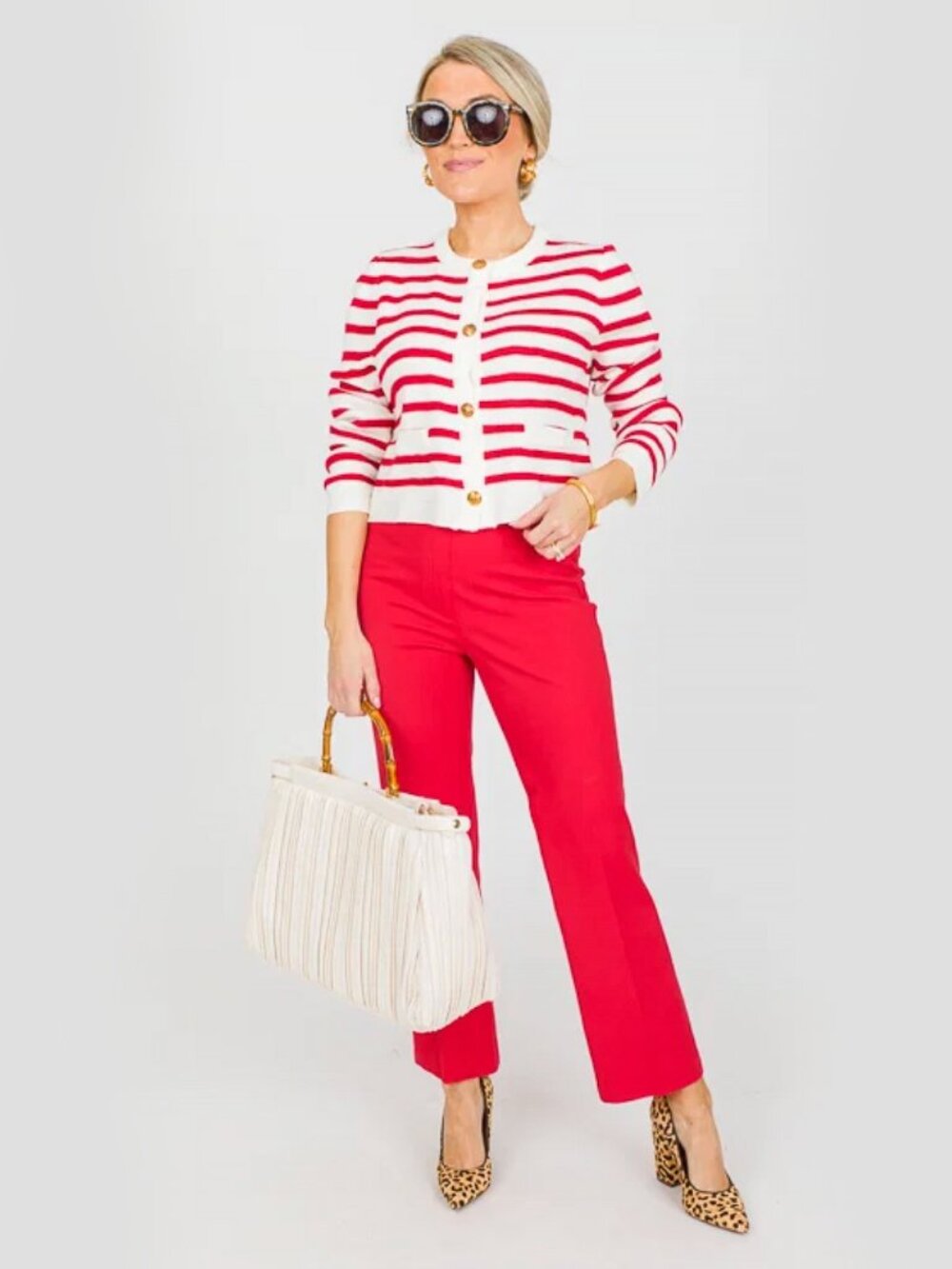 SPANX Red Cropped Straight-Leg Trousers